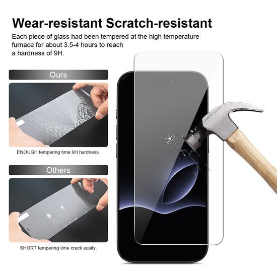 JP Long Pack Σκληρυμένων Γυαλιών, 3 γυαλιά για τηλέφωνο με εφαρμοστή, iPhone 17 Pro Max