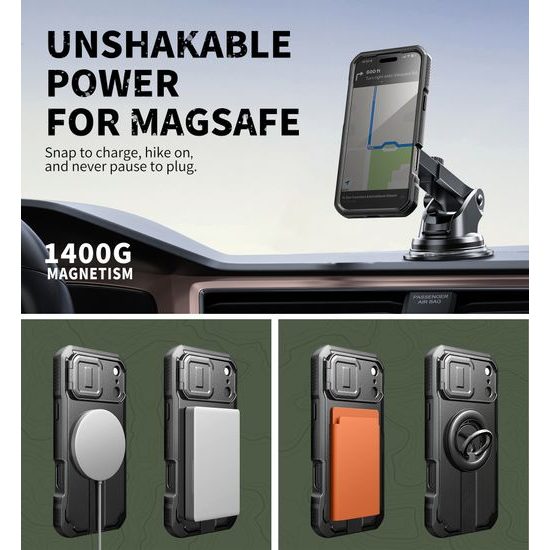 Custodia Dexnor Privacy MagSafe Kickstand Camprotector iPhone 17 Pro Max, nero