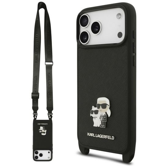 Karl Lagerfeld Saffiano K&C Metal Pin CBDY Crossbody ümbris iPhone 17 Pro / 18 Pro – must