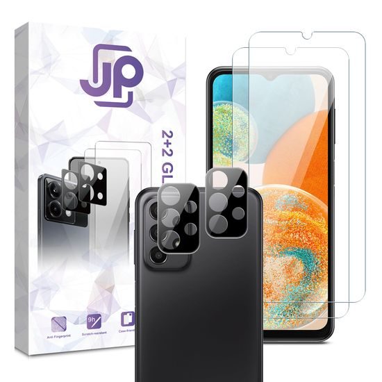 Samsung Galaxy A23 apsauginis rinkinys – JP 2 vnt. grūdinto stiklo ir 2 vnt. kameros apsaugos