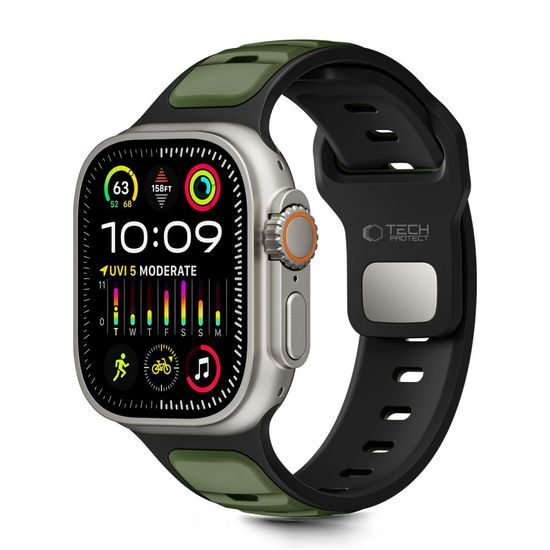 Tech-Protect IconBand Line Apple Watch 8 / 9 / 10 / 11 / SE / Ultra (44 / 45 / 46 / 49 mm), černý / zelený