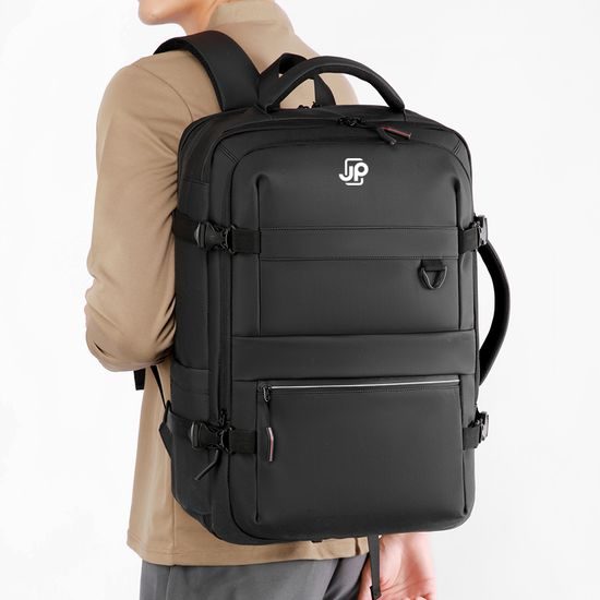 JP Rucksack B15 für Alltag und Freizeit - 48x33x20~25 cm - Schwarz