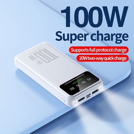 Powerbank 20000mAh mit 100W Super Charge, QC3.0, LED-Licht - Schwarz