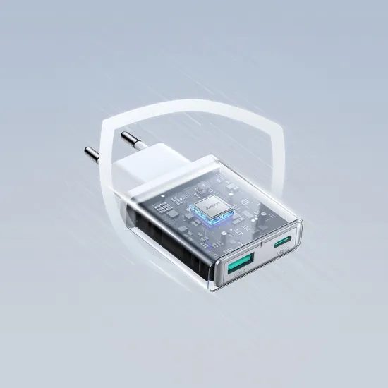 Joyroom JR-TCF14 Super tenká nabíjačka USB-A + USB-C, 20 W, biela