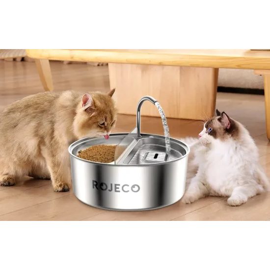 Fântână și alimentator din oțel inoxidabil 2in1