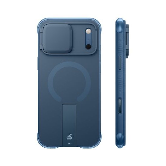 Husă Suritch AirBounce Bumper MagSafe cu Suport și Protecție Cameră, iPhone 17 Pro Max / 18 Pro Max, albastru deschis