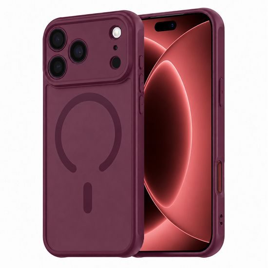 Techsuit HaloFrost II MagSafe Case für iPhone 17 Pro Max / 18 Pro Max - Stoßfeste Schutzhülle - Dark Cherry