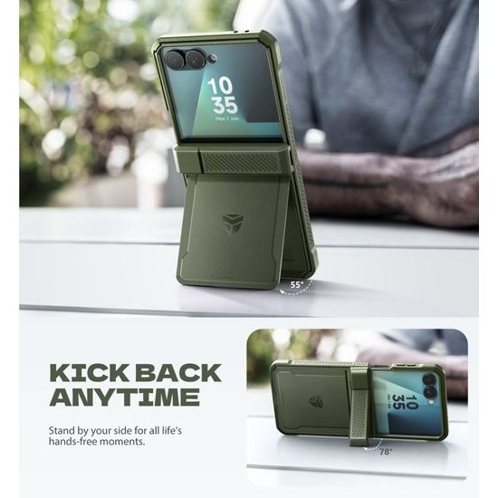 Dexnor 360 Kickstand obal Samsung Galaxy Z Flip 7, zelený