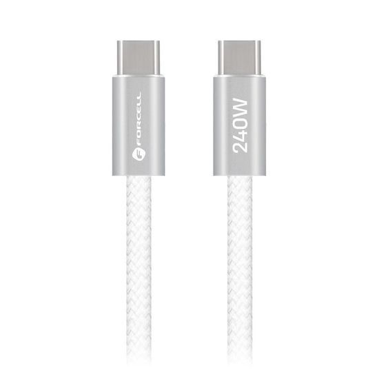Cablu Forcell F-Energy USB-C - USB-C, QC4.0, PD, 5A, 240W, 2 m, alb