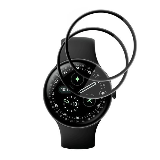 Google Pixel Watch 4 45mm apsauginė plėvelė – Techsuit Nano Flex PMMA – juoda, 2 vnt.