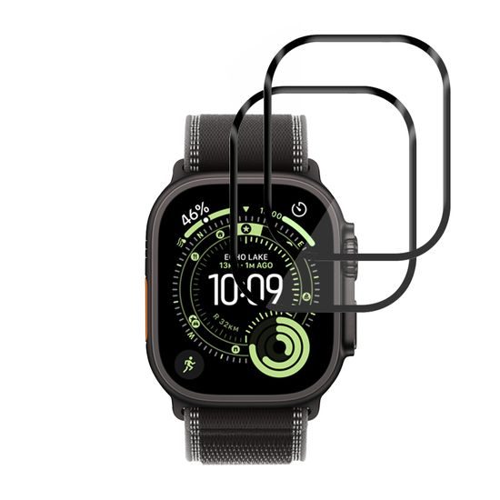 Techsuit Nano Flex, Apple Watch Ultra / Ultra 2 / Ultra 3, 2 kosa, črna
