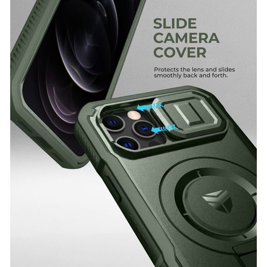 Dexnor MagSafe 360 Βάση Στήριξης Προστατευτική Θήκη iPhone 12 / 12 Pro, πράσινη