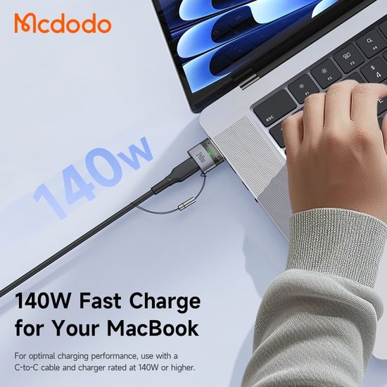 Mcdodo OTG Adapter (OT-8850) USB-C auf MagSafe 3 für MacBook - 140 W - Schwarz