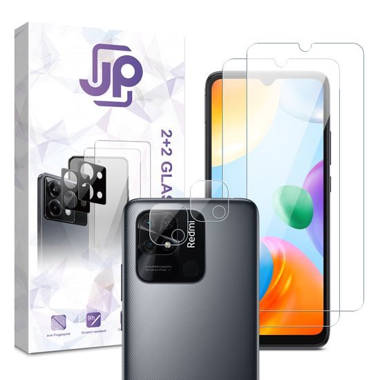 JP Combo pack, Komplet 2 kaljenih stekel in 2 stekel za kamero, Xiaomi Redmi 10C