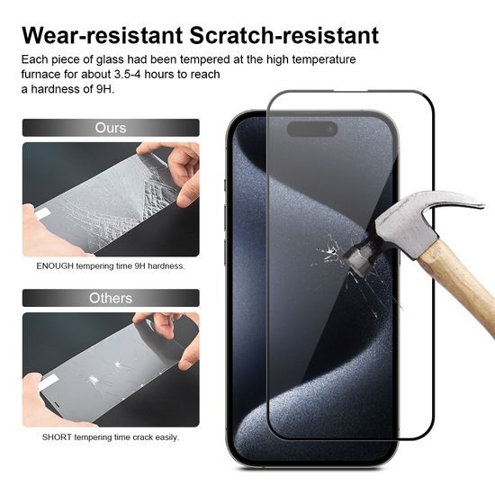 3D Γυαλί JP με πλαίσιο εγκατάστασης, iPhone 15 Pro MAX, μαύρο