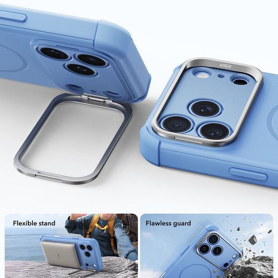 iPhone 17 Pro Max / 18 Pro Max vāciņš – ESR Cyber Armor Kickstand ar statīvu – gaiši zils
