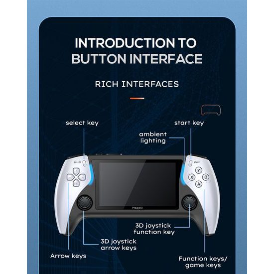Project X Φορητή κονσόλα παιχνιδιών με οθόνη 4,3" HD IPS, λευκή