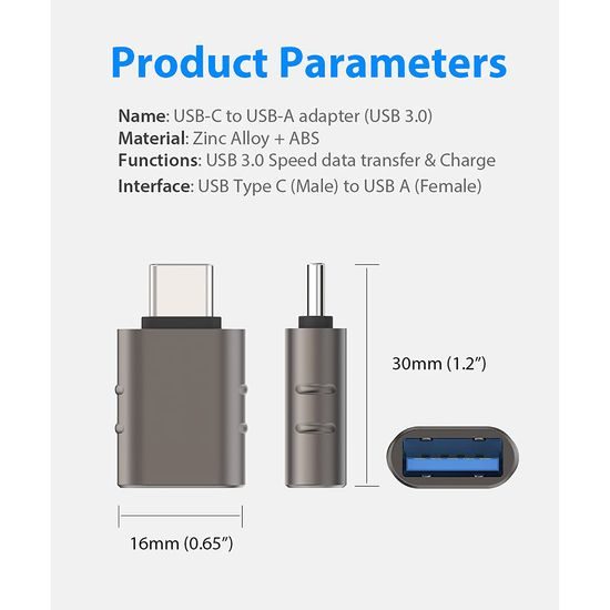 Techsuit Premium OTG προσαρμογέας SlateVolt (A10) USB - USB-C, γκρι