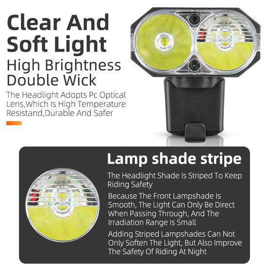 West Biking LED Fahrradlicht für Lenker - Wiederaufladbar Wasserdicht 400 Lumen USB - Schwarz