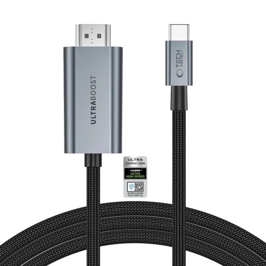 Cablu Tech-Protect UltraBoost USB-C - HDMI 2.1, 2 m, gri