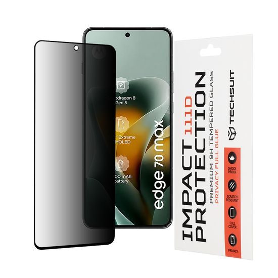 Motorola Edge 70 Max kaitseklaas – Techsuit 111D privaatsusklaas – must