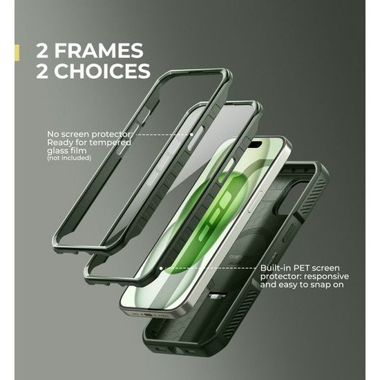 Dexnor MagSafe 360 Βάση Στήριξης Προστατευτική Θήκη iPhone 15, πράσινη