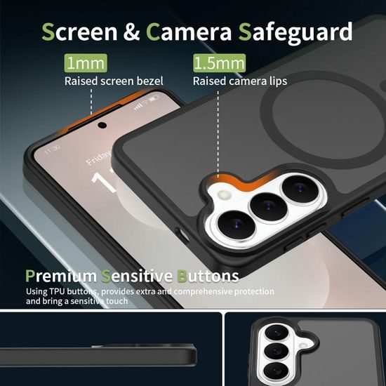 JP MagFit Colour θήκη MagSafe με μαγνήτη N52, Samsung Galaxy S26 Plus, μαύρη