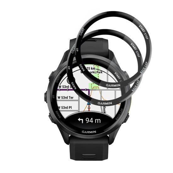 Techsuit Nano Flex Displayschutzfolie für Garmin Forerunner 970 / Forerunner 570 47mm - Flexible PMMA Schutzfolie - 2 Stück - Schwarz
