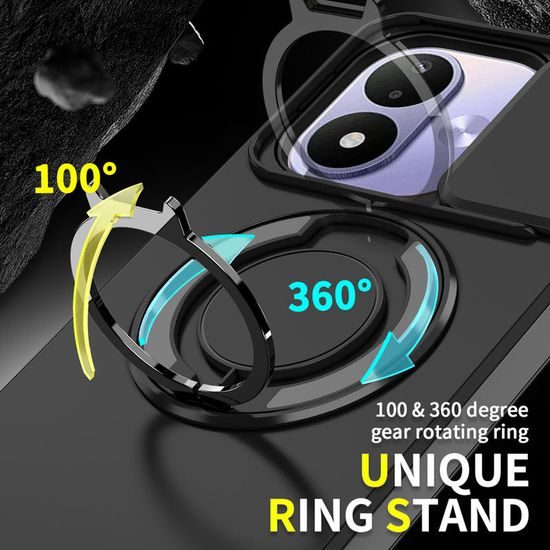 Xiaomi Redmi Note 17 4G / 5G ümbris – CamSlide Stand kaamerakaitsega alusega – must