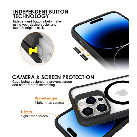 JP MagFit MagSafe θήκη με πιστοποίηση 3M SGS, iPhone 16 Pro, μαύρη