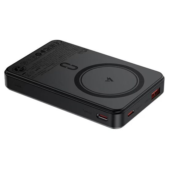 Acefast MagSafe Draadloze Powerbank (M31) 10.000 mAh - 2x USB-C - met USB-C Kabel - 22,5 W - Zwart