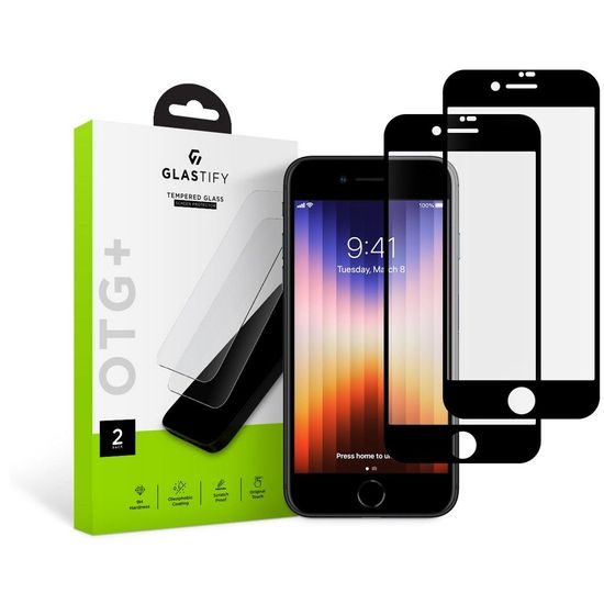 GlasTIFY OTG+, 2 edzett üveg, applikátorral, iPhone 7 / 8 / SE 2020 / 2022, fekete
