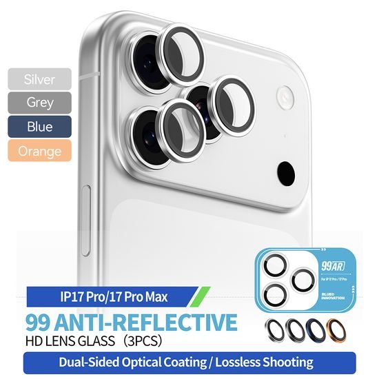 Blueo 99 Protiodsevno steklce za objektiv fotoaparata, iPhone 17 Pro / 17 Pro Max, temno modra