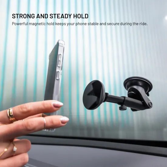 FIXED MagCircle XL mágneses telefontartó szélvédőre vagy műszerfalra tapadókoronggal és MagSafe támogatással, fekete