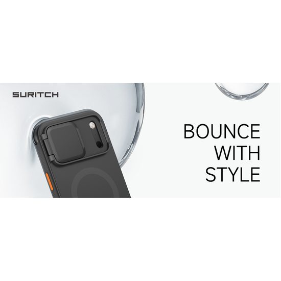 Husă Suritch AirBounce Bumper MagSafe Kickstand CamProtector, iPhone 17 Pro Max / 18 Pro Max, negru