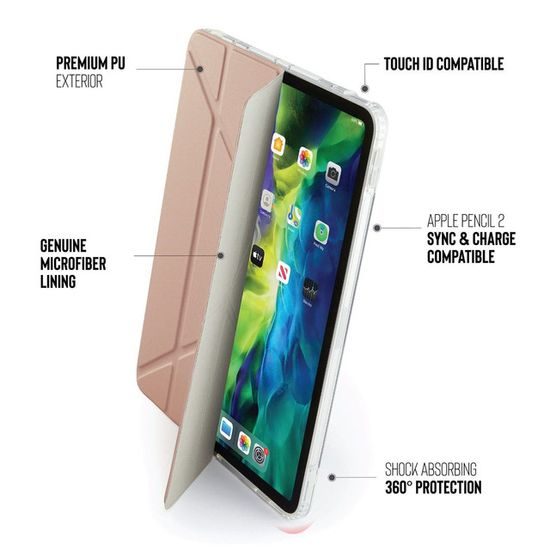 Pipetto Origami διάφανη θήκη, Apple iPad Pro 11 2018 / 2020 / 2021 / 2022, ροζ χρυσό