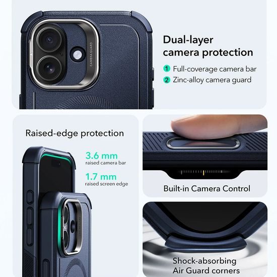 Θήκη ESR Cyber Armor Kickstand, iPhone 17, μπλε