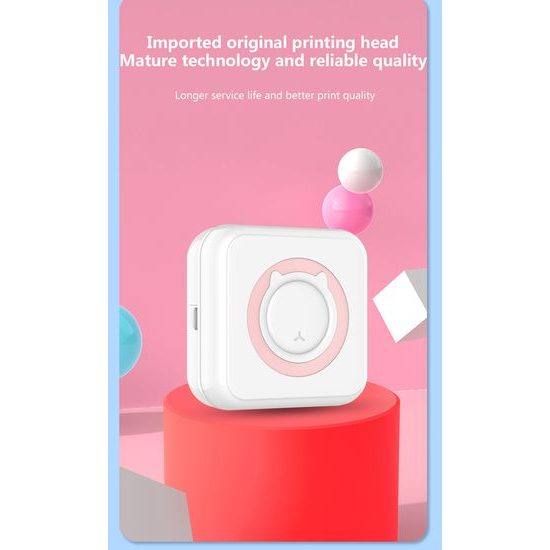 Mini θερμικός εκτυπωτής Bluetooth χωρίς μελάνι για την τσέπη, λευκός