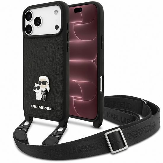 Karl Lagerfeld Saffiano K&C Metal Pin CBDY Crossbody ümbris iPhone 17 Pro Max / 18 Pro Max – must