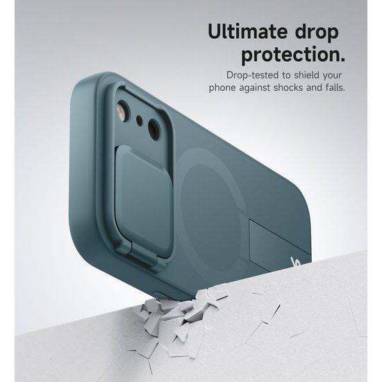 Husă Suritch MagSafe cu Suport și Protecție Cameră iPhone 17 Pro Max / 18 Pro Max, verde închis