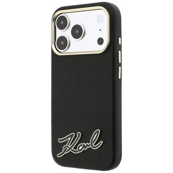 Karl Lagerfeld Grained Leather Resin Sign Logo MagSafe ümbris iPhone 17 Pro Max / 18 Pro Max – must