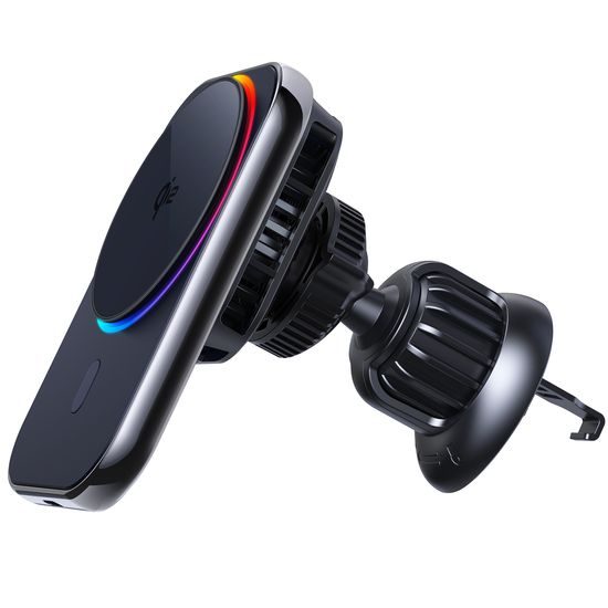 Chłodzący uchwyt MagSafe Qi2 z bezprzewodowym ładowaniem do kratki wentylacyjnej samochodu, z opcjonalnym podświetleniem RGB, 15W, kwadratowy, czarny
