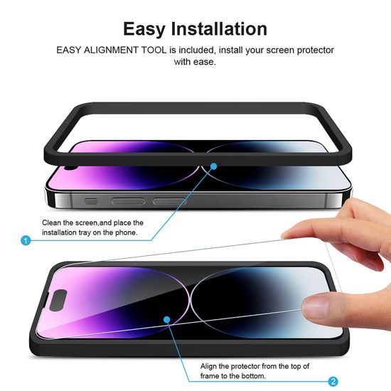 JP Long Pack Προστατευτικά Γυαλιά Οθόνης, 3 γυαλιά για τηλέφωνο με εφαρμογέα, iPhone 14 Pro MAX