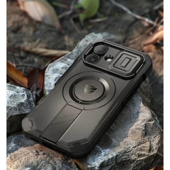 Dexnor Privacy MagSafe Kickstand Camprotector etui iPhone 15, črn