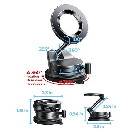 Suport magnetic auto Lisen pentru bord 360°, negru