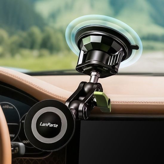 LanParte RBA-M01 Magnetische Telefoonhouder voor Auto - met Vacuüm Zuignap - 360° Verstelbaar - MagSafe geschikt