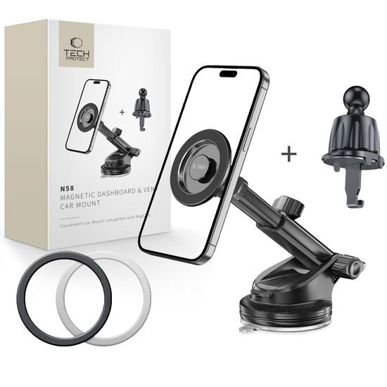 Tech-Protect N58 Μαγνητική Βάση Στήριξης MagSafe για Ταμπλό / Αεραγωγούς, Μαύρο