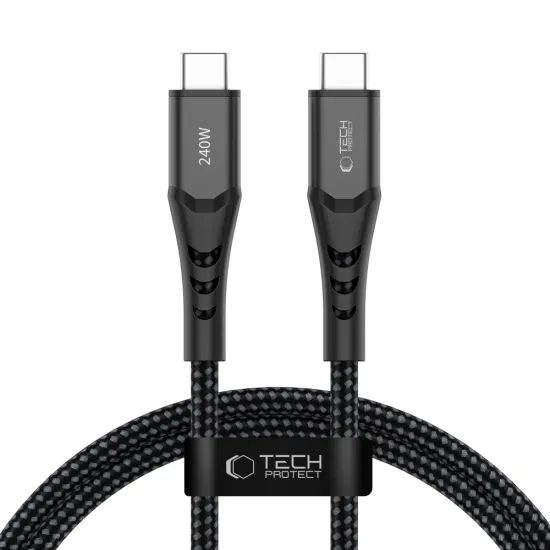 Tech-Protect UB11T UltraBoost кабел USB-C, PD240W/QC3.0, 1m, черен