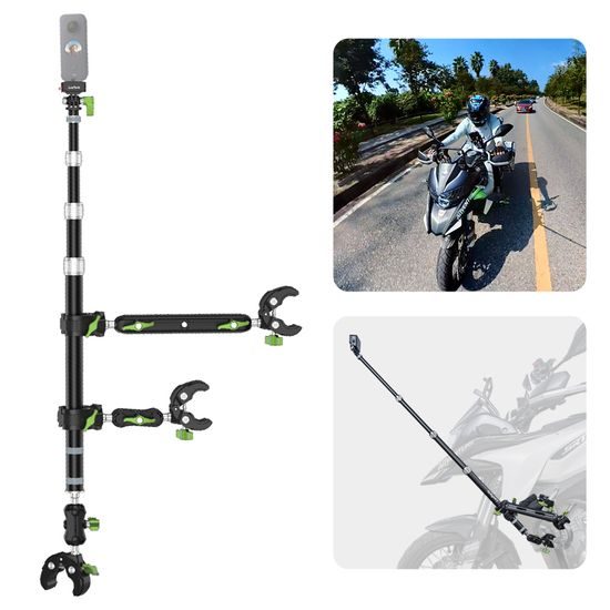 LanParte PMH-C3 supporto telescopico per fotocamere 360° e action cam per moto, 1,5 m, fissaggio a 3 punti, sistema a sgancio rapido