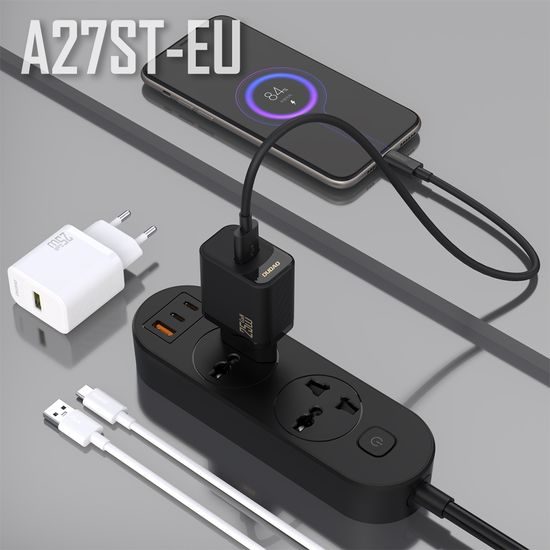 Dudao A27STEU polnilnik USB-A + kabel USB-A - USB-C, 25W GaN, bela